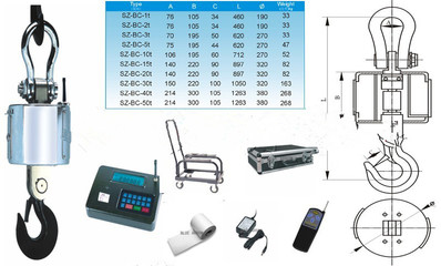 OCS-HT-D-河北10吨无线传输电子吊秤,无线带打印电子吊秤价格,供应无线电子吊磅-上海亨托实业